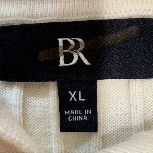 Banana Republic Cream Ribbed Long Sleeve Polo Top - Picture 4 of 4